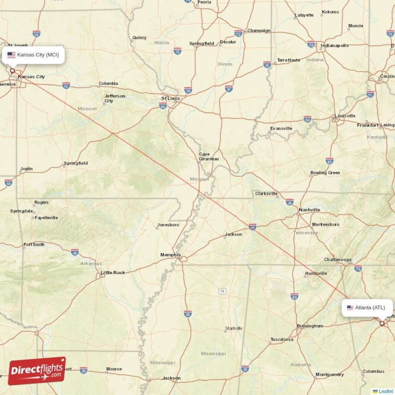 Direct flights from Atlanta to Kansas City, ATL to MCI nonstop