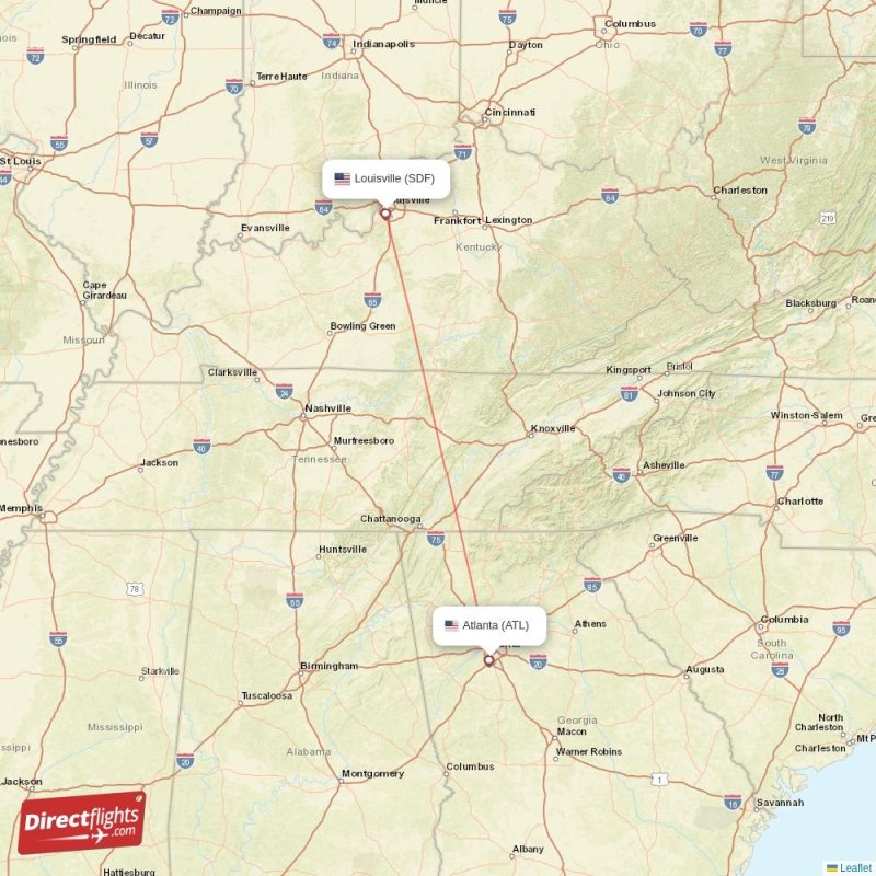 Direct flights from Atlanta to Louisville, ATL to SDF nonstop