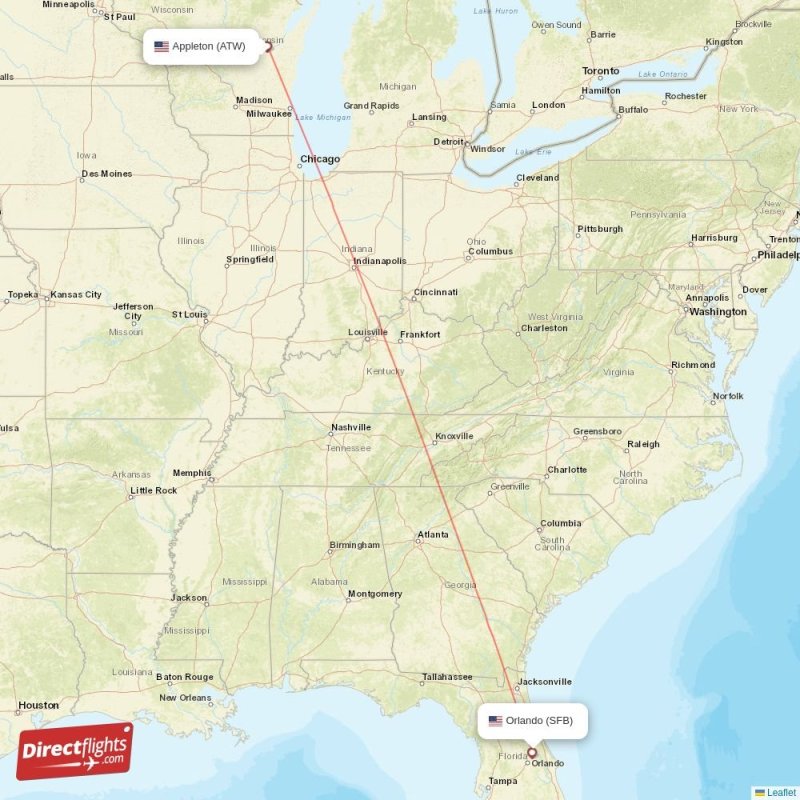 Direct flights from Appleton to Orlando, ATW to SFB nonstop