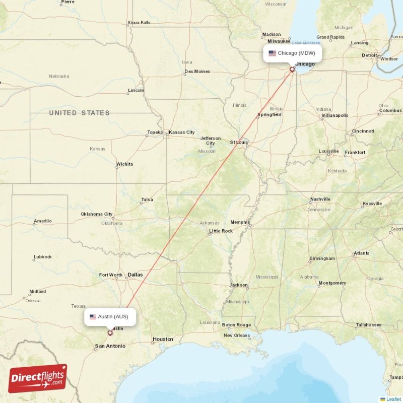 Direct flights from Austin to Chicago, AUS to MDW nonstop