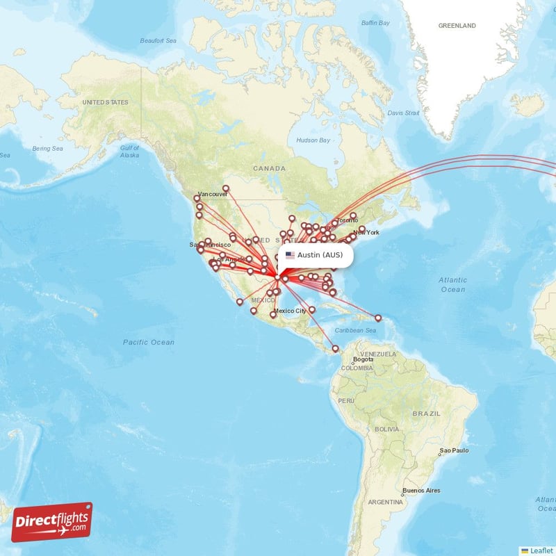 Direct flights from Austin 88 destinations AUS, USA