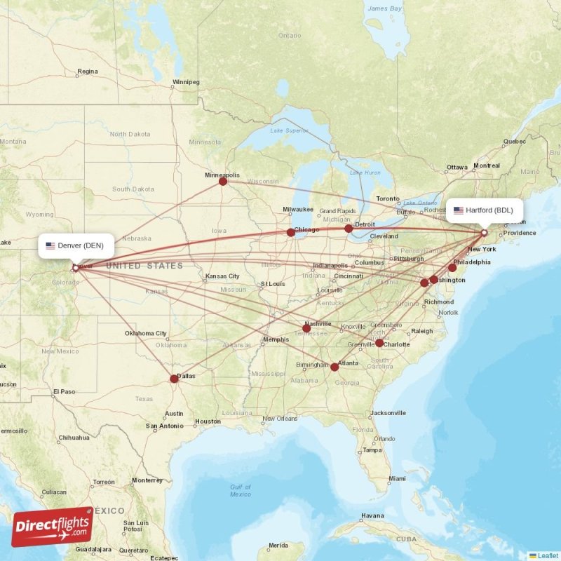 Direct flights from Hartford to Denver, BDL to DEN nonstop