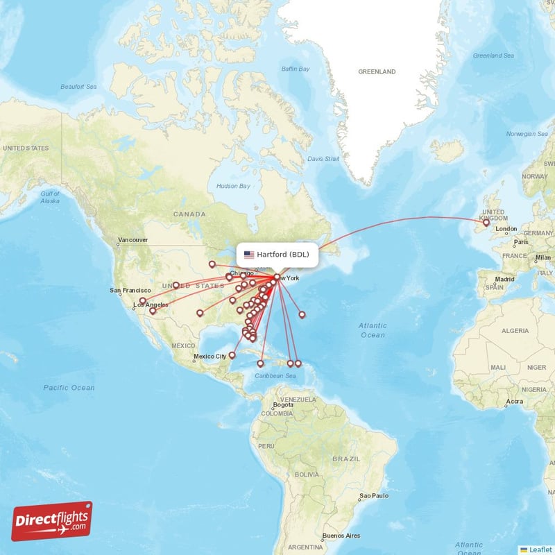 Direct flights from Hartford 47 destinations BDL, USA