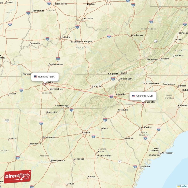 Direct flights from Nashville to Charlotte, BNA to CLT nonstop