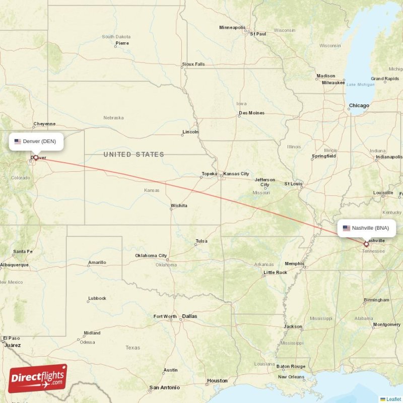 Direct flights from Nashville to Denver, BNA to DEN nonstop