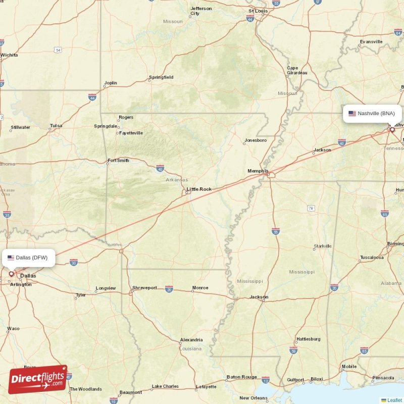Direct flights from Nashville to Dallas, BNA to DFW nonstop