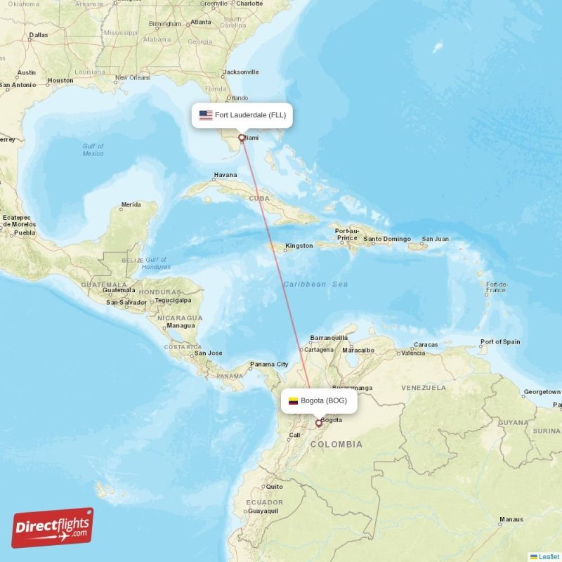 Direct flights from Bogota to Fort Lauderdale, BOG to FLL nonstop
