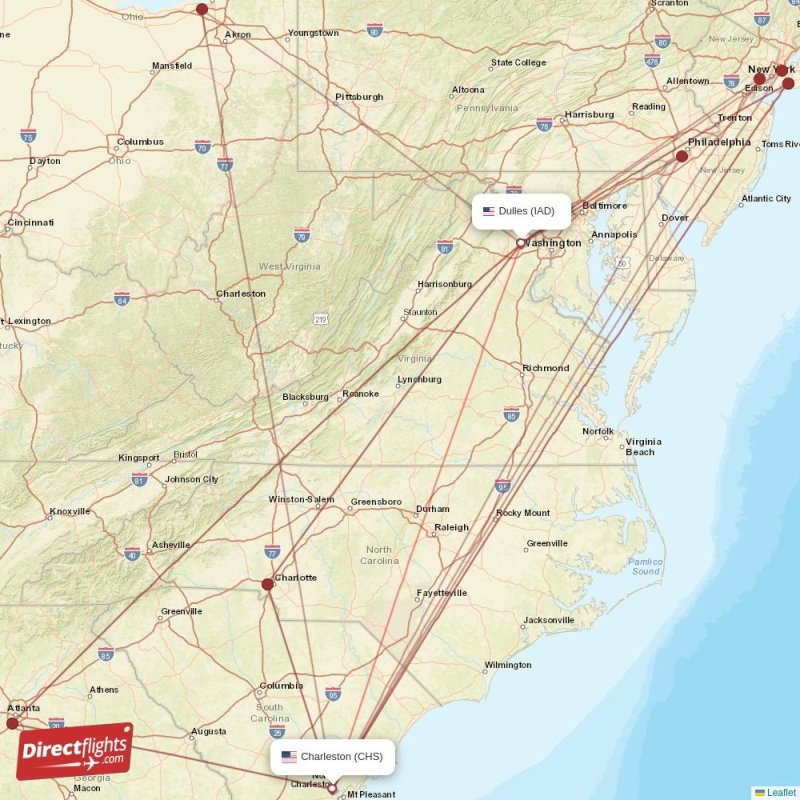 Direct flights from Charleston to Dulles, CHS to IAD nonstop