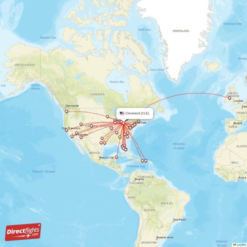 Direct flights to Cleveland CLE, USA