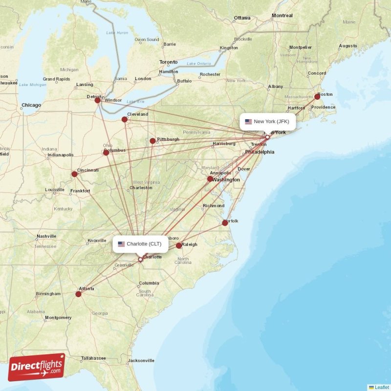 Direct flights from Charlotte to New York, CLT to JFK nonstop