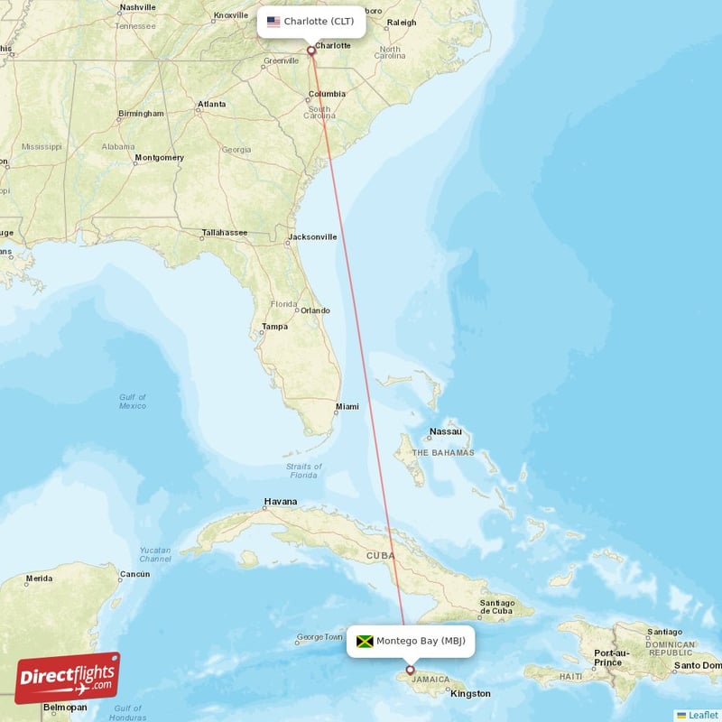 Direct flights from Charlotte to Montego Bay, CLT to MBJ nonstop