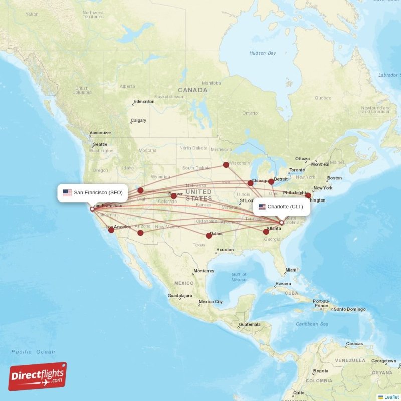 Direct flights from Charlotte to San Francisco, CLT to SFO nonstop