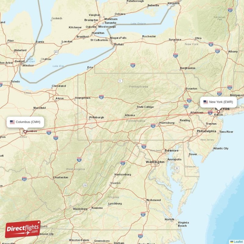 Direct flights from Columbus to New York, CMH to EWR nonstop