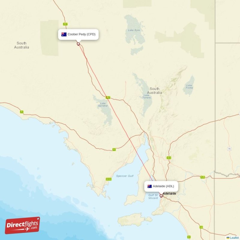 Direct flights from Coober Pedy to Adelaide, CPD to ADL nonstop