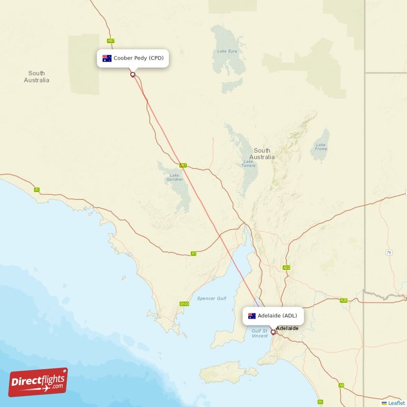 Direct flights from Coober Pedy 1 destinations CPD, Australia