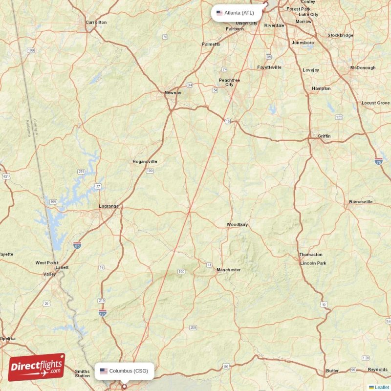 Direct flights from Columbus to Atlanta, CSG to ATL nonstop