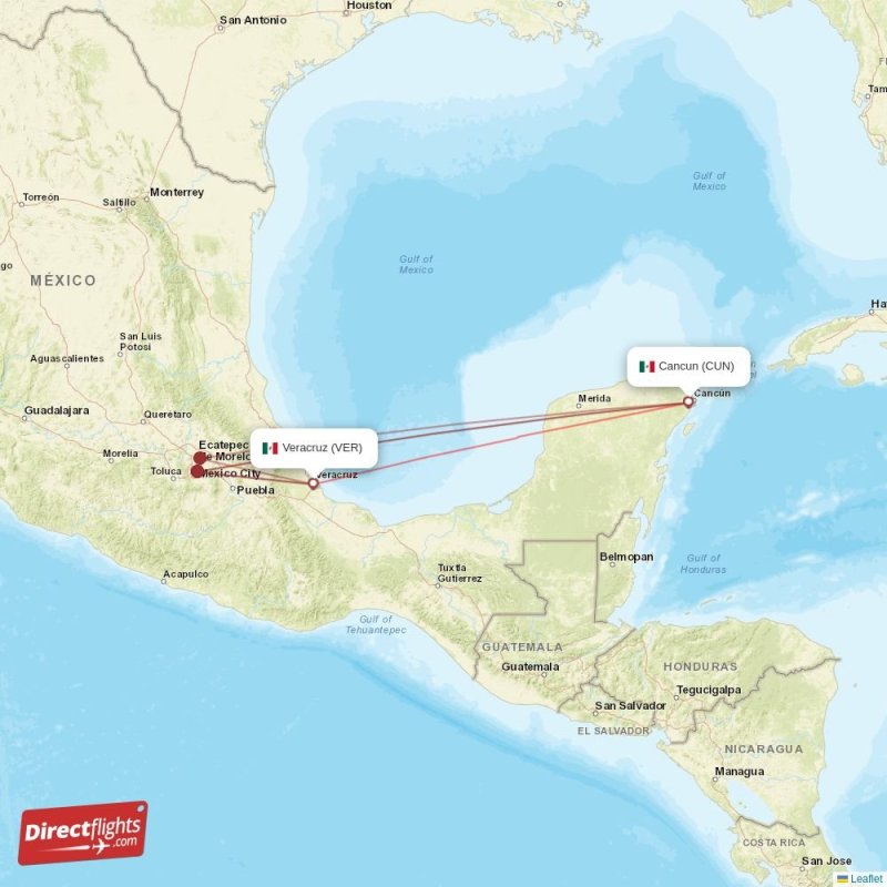 Direct flights from Cancun to Veracruz, CUN to VER nonstop