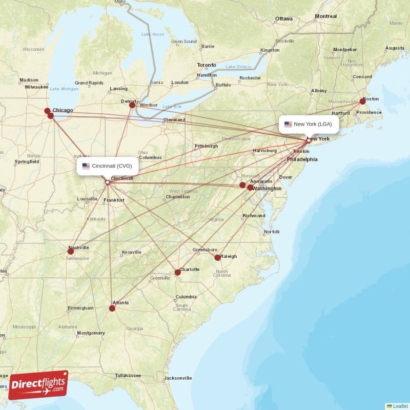 Direct flights from Cincinnati to New York, CVG to LGA nonstop