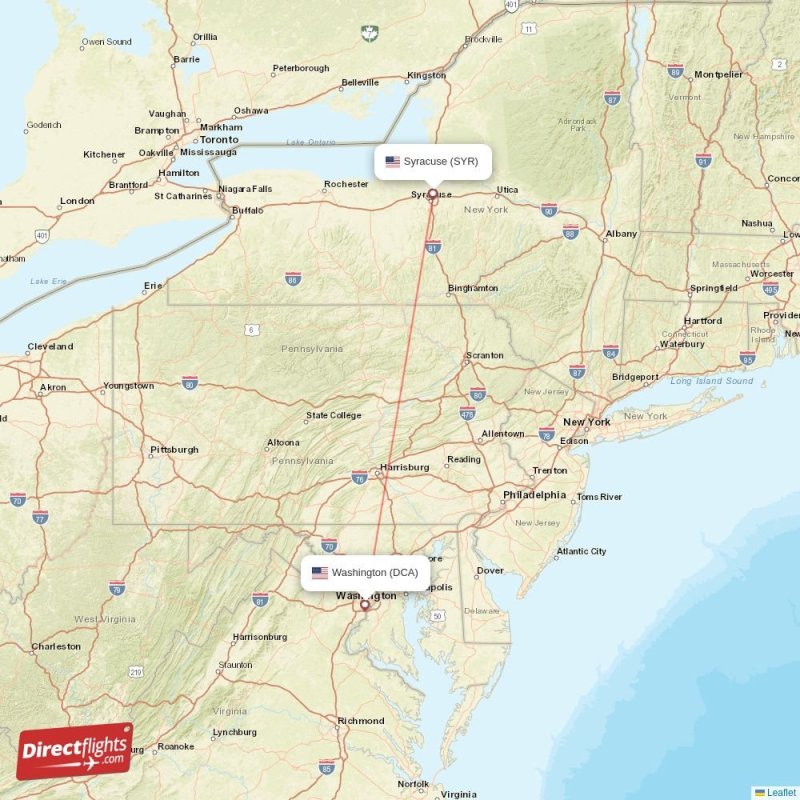Direct flights from Washington to Syracuse, DCA to SYR nonstop