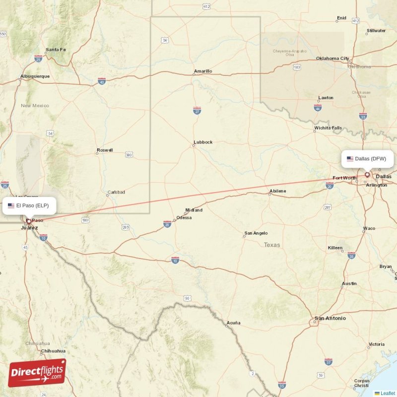 Direct flights from Dallas to El Paso, DFW to ELP nonstop