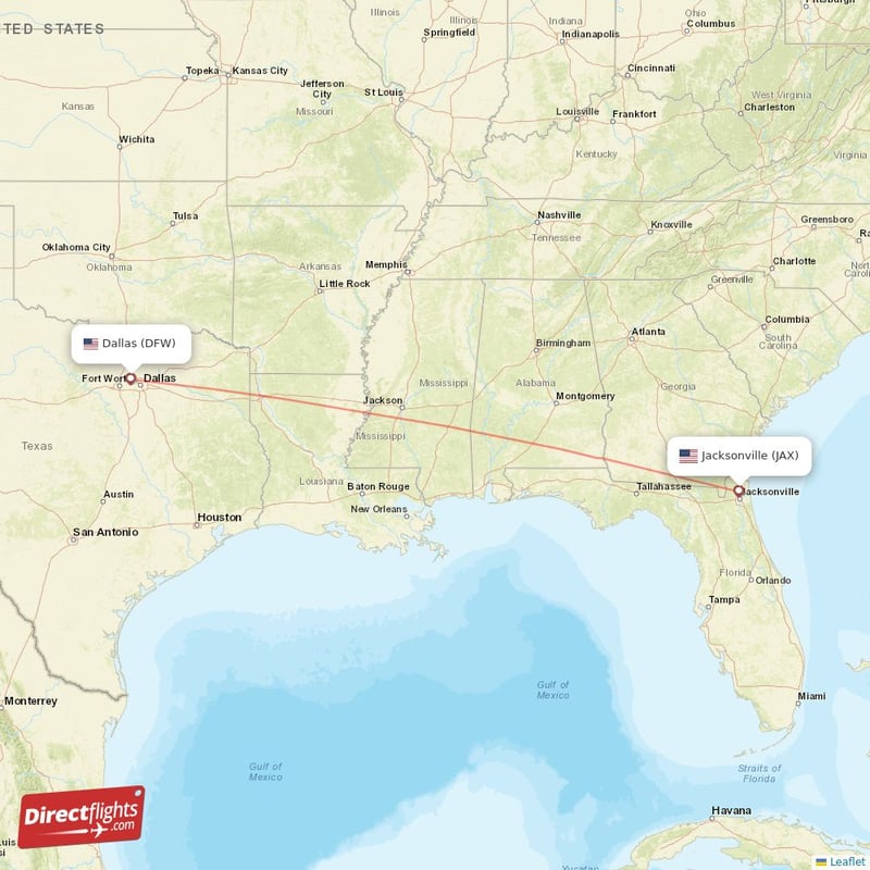 Direct flights from Dallas to Jacksonville, DFW to JAX nonstop