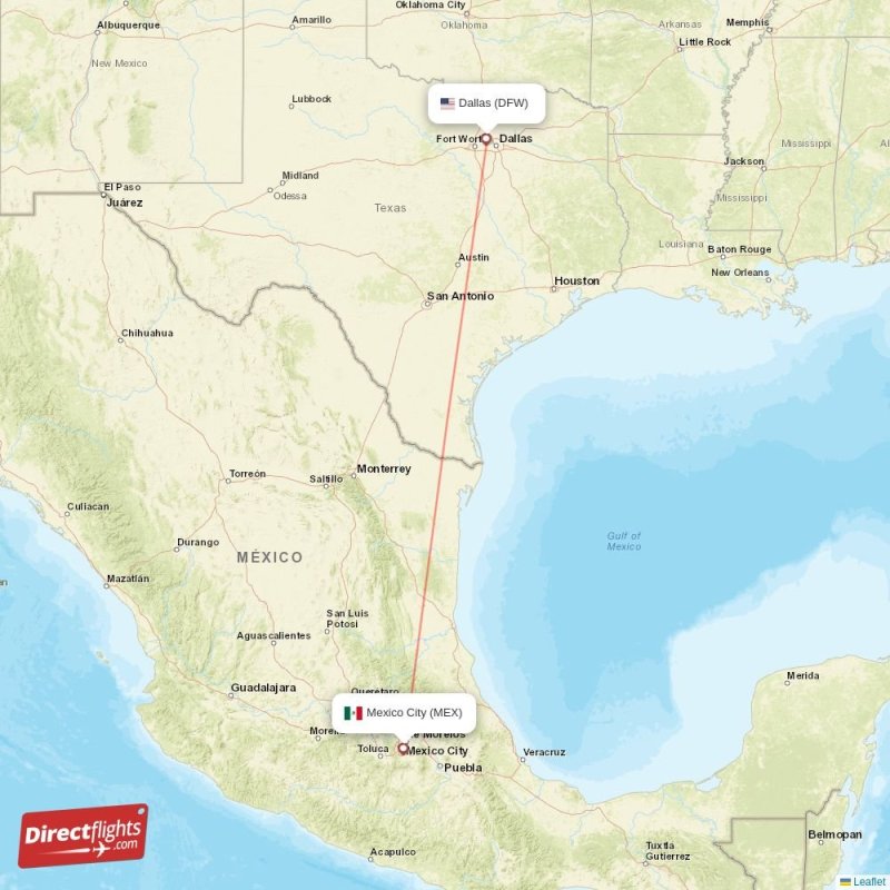 Direct flights from Dallas to Mexico City, DFW to MEX nonstop