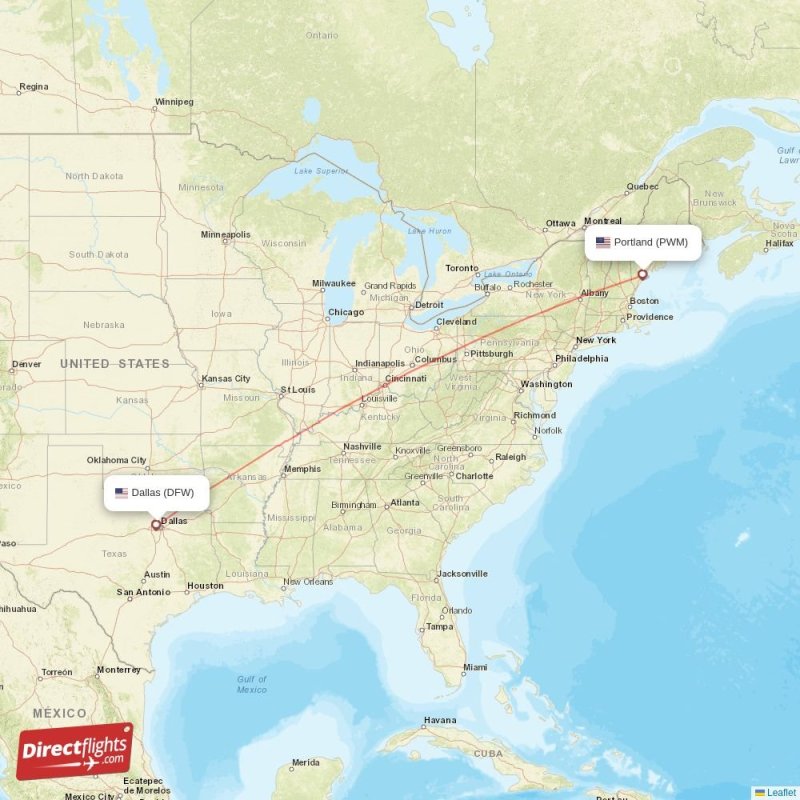 Direct flights from Dallas to Portland, DFW to PWM nonstop