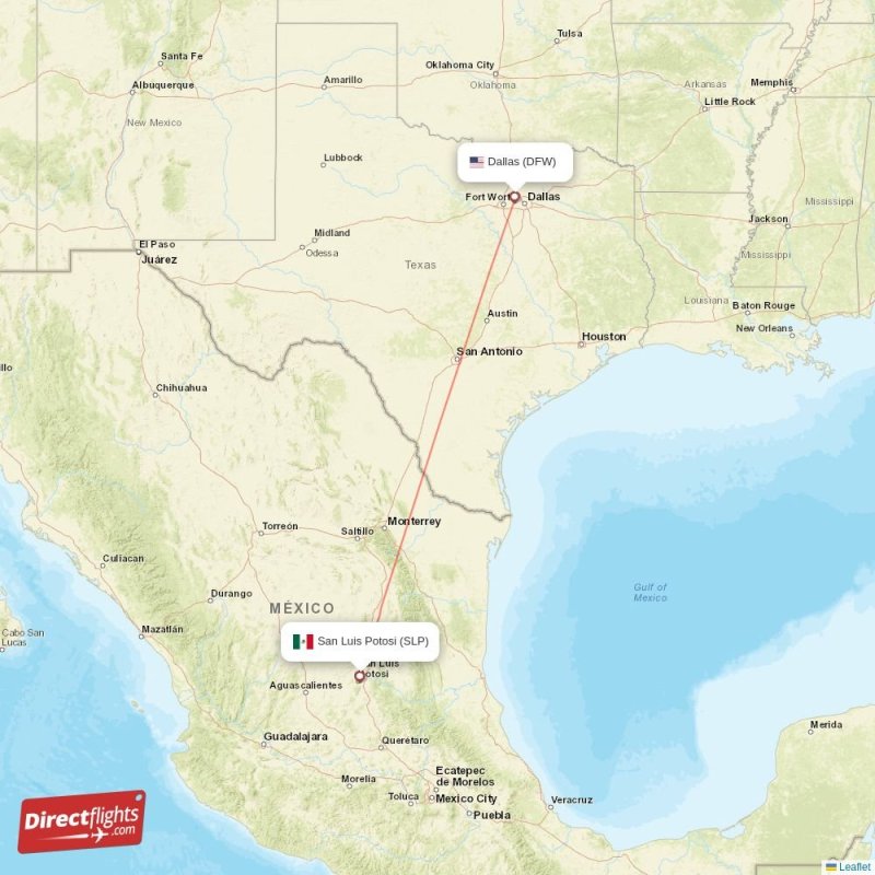 Direct flights from Dallas to San Luis Potosi, DFW to SLP nonstop