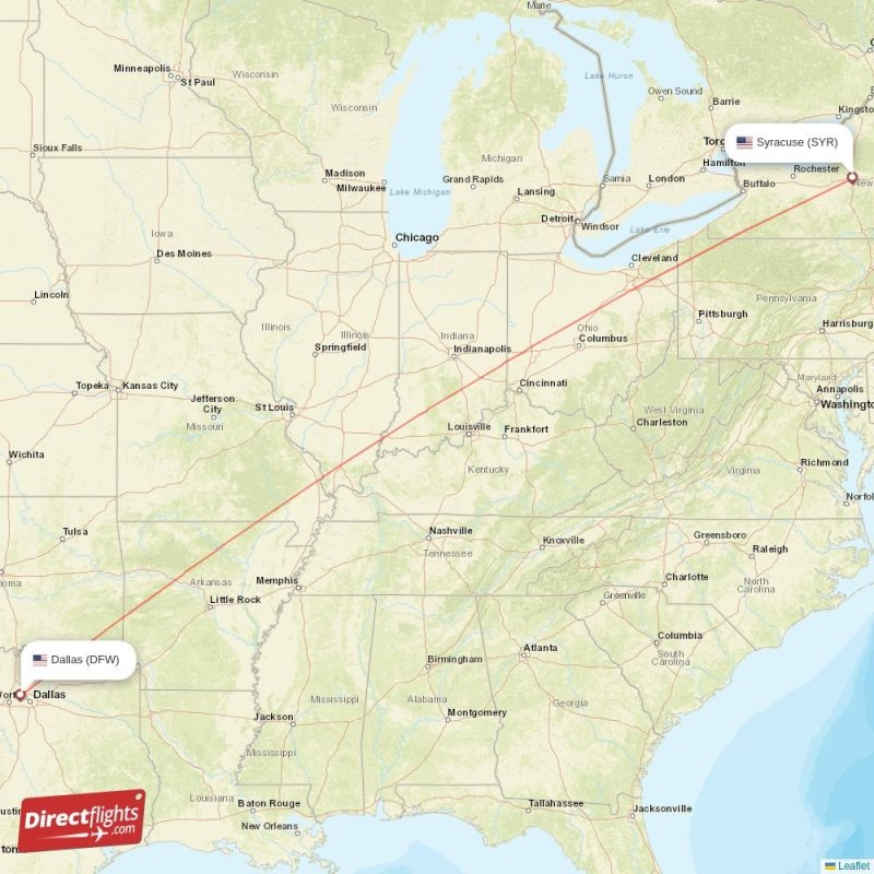 Direct flights from Dallas to Syracuse, DFW to SYR nonstop