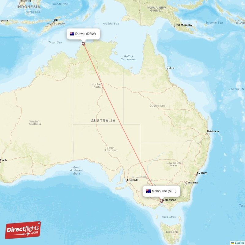 Direct flights from Darwin to Melbourne, DRW to MEL nonstop