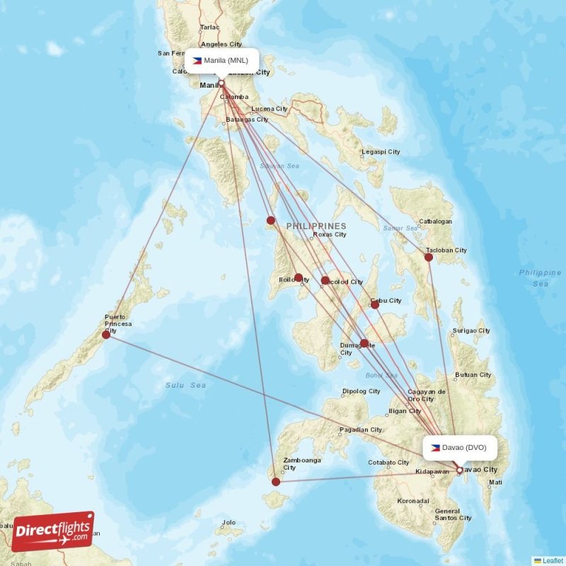 Direct flights from Davao to Manila, DVO to MNL nonstop