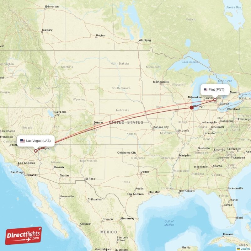 Direct flights from Flint to Las Vegas, FNT to LAS nonstop