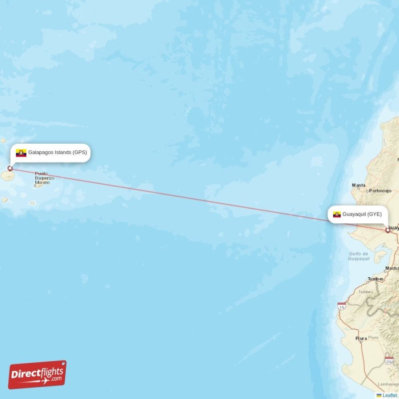 Direct flights from Galapagos Islands to Guayaquil, GPS to GYE nonstop