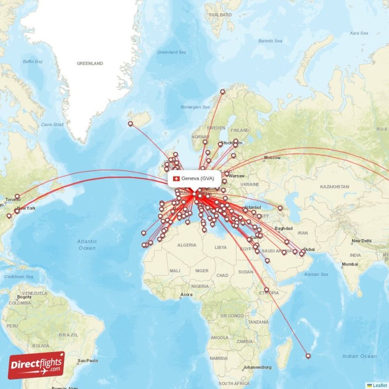 Direct flights from Geneva 141 destinations GVA, Switzerland