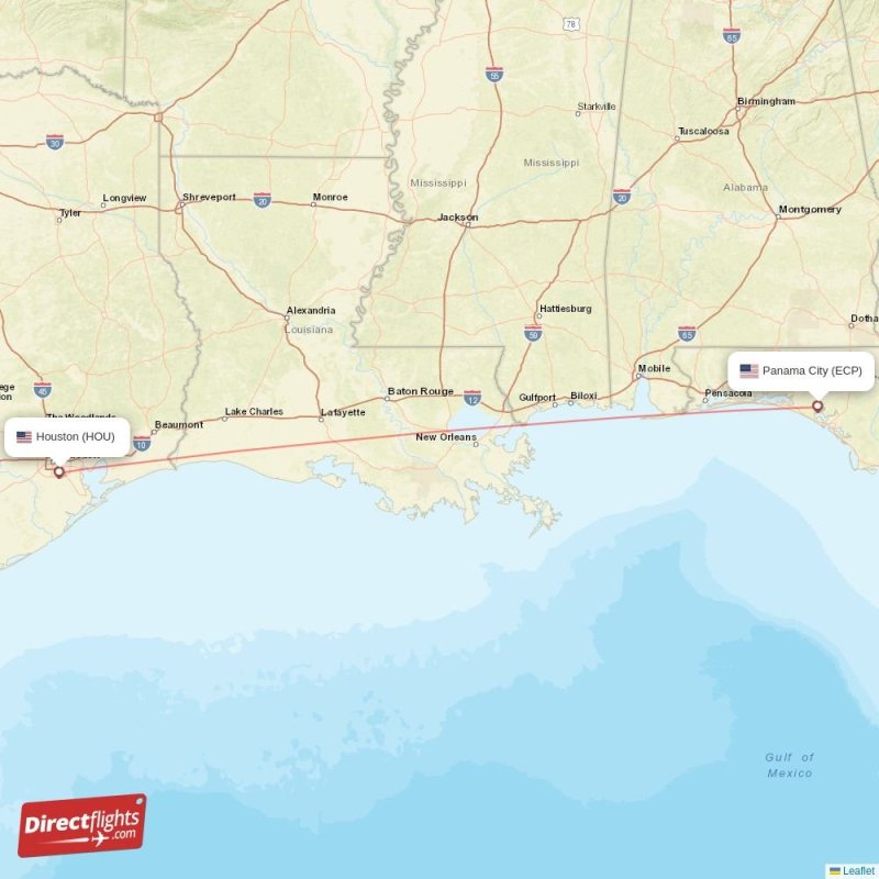 Direct flights from Houston to Panama City, HOU to ECP nonstop