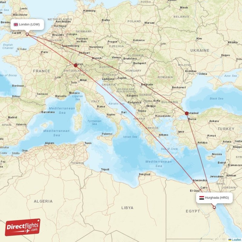 Direct flights from Hurghada to London, HRG to LGW nonstop