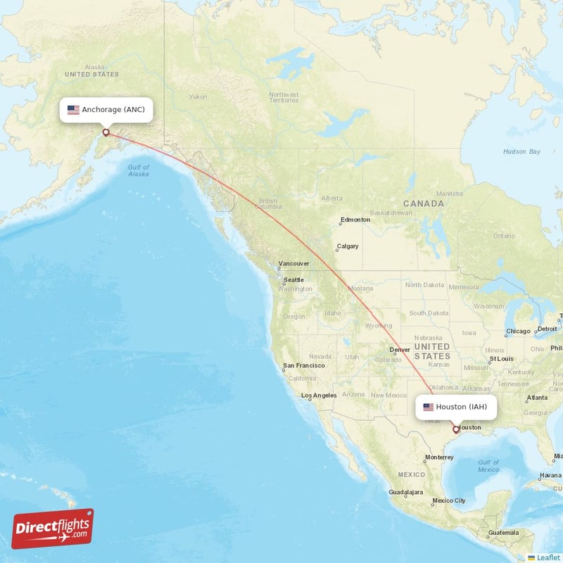 Direct flights from Houston to Anchorage, IAH to ANC nonstop