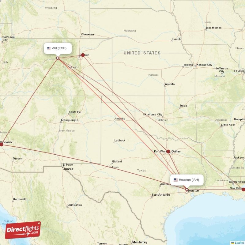 Direct flights from Houston to Vail, IAH to EGE nonstop