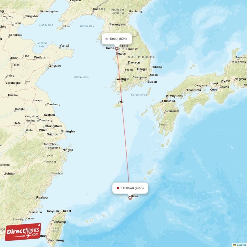Direct flights from Seoul to Okinawa, ICN to OKA nonstop