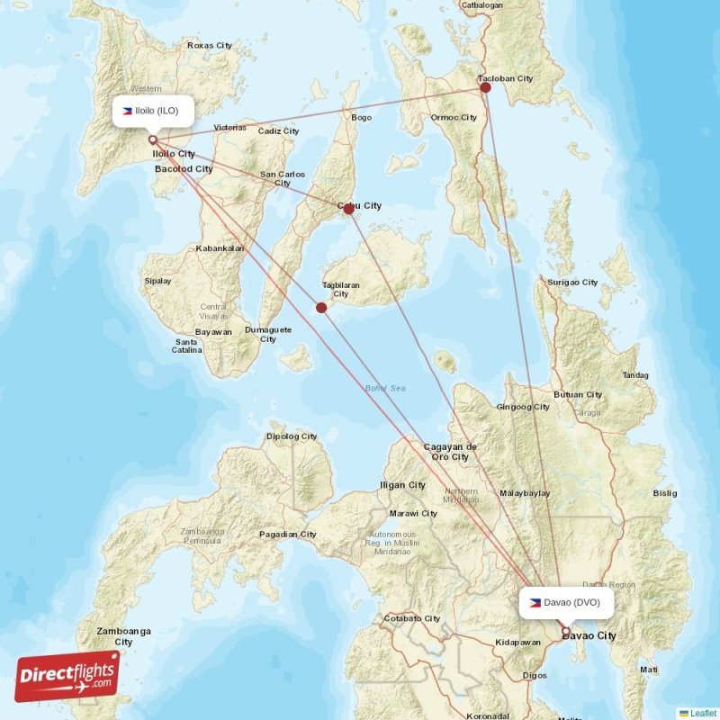 Direct flights from Iloilo to Davao, ILO to DVO nonstop