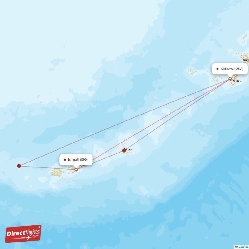 Direct flights from Ishigaki to Okinawa, ISG to OKA nonstop