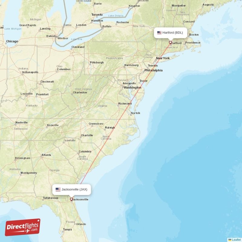 Direct flights from Jacksonville to Hartford, JAX to BDL nonstop