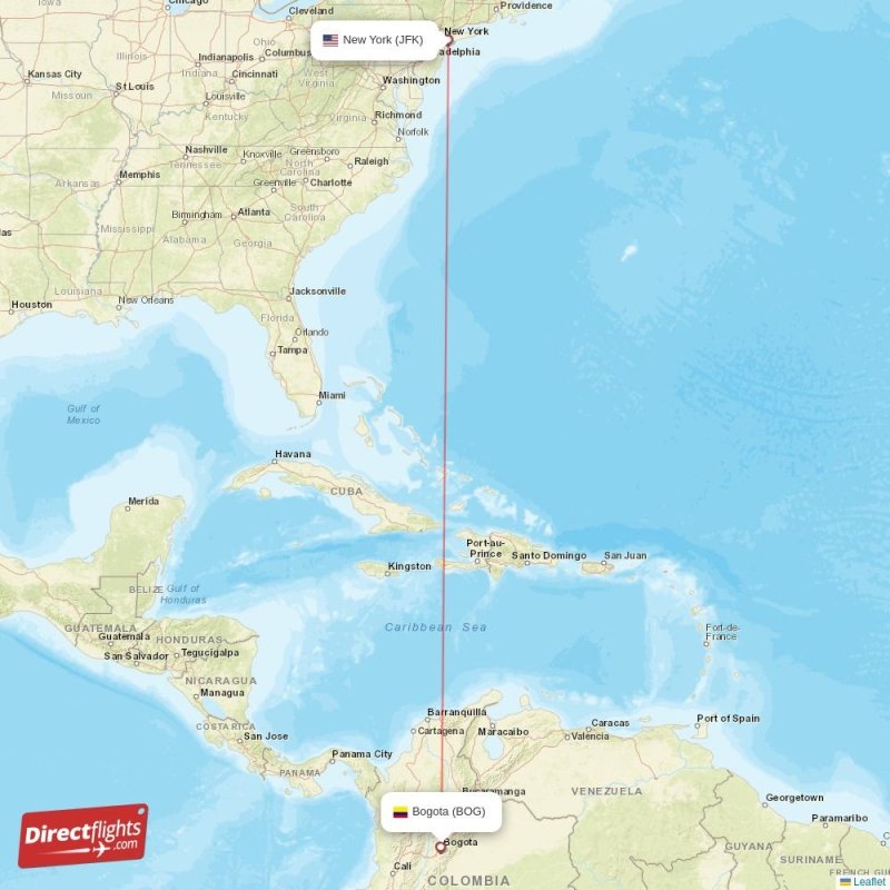 Direct flights from New York to Bogota, JFK to BOG nonstop