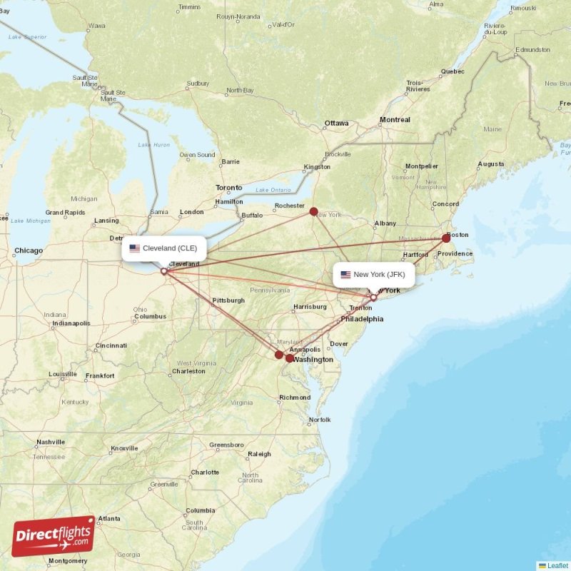 Direct flights from New York to Cleveland, JFK to CLE nonstop