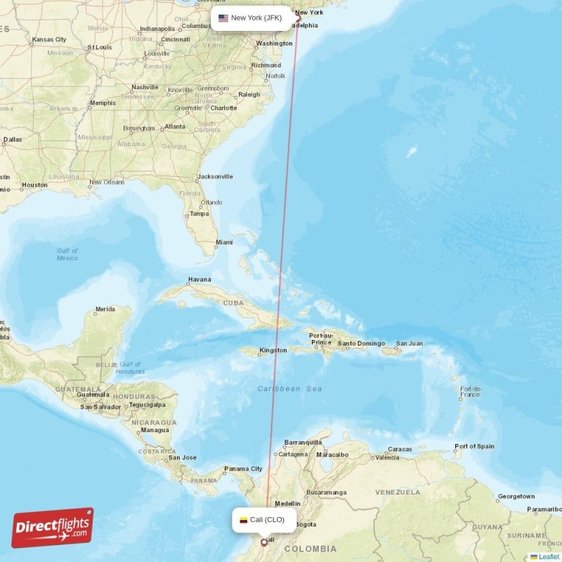 Direct flights from New York to Cali, JFK to CLO nonstop