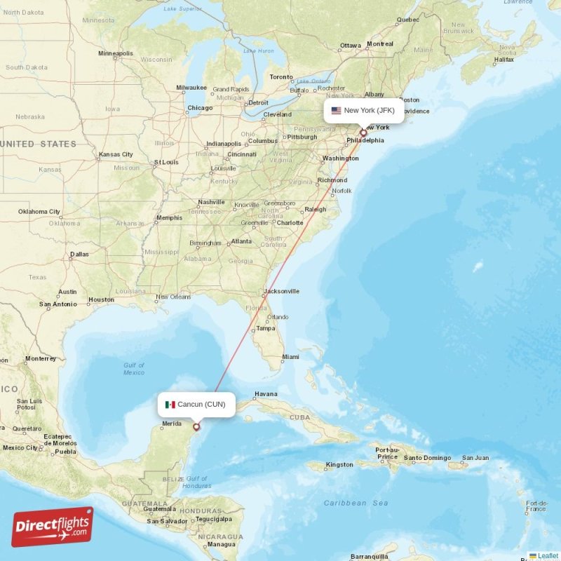 Direct flights from New York to Cancun, JFK to CUN nonstop