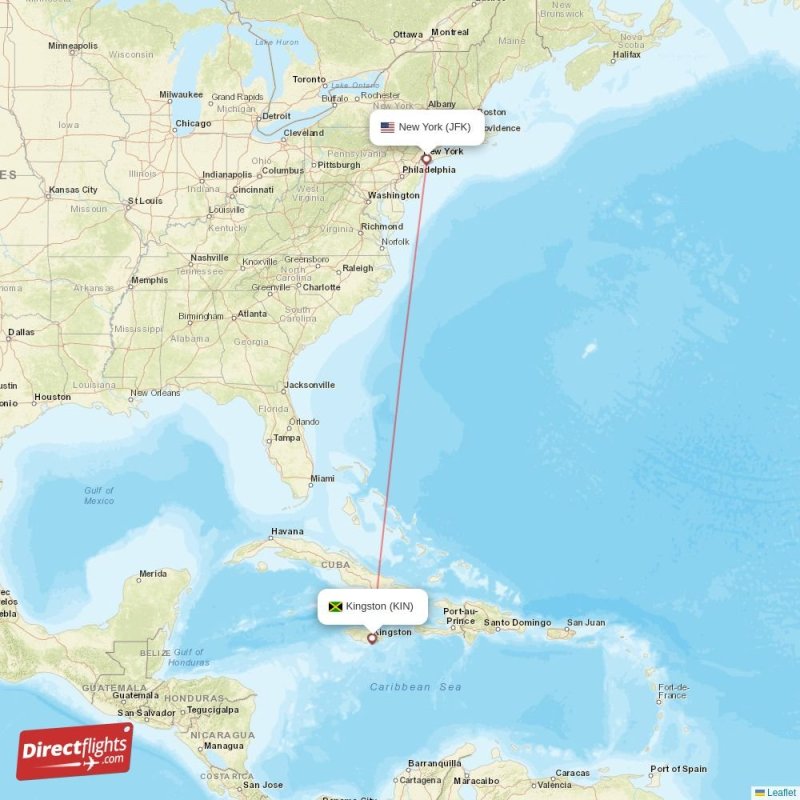 Direct flights from New York to Kingston, JFK to KIN nonstop