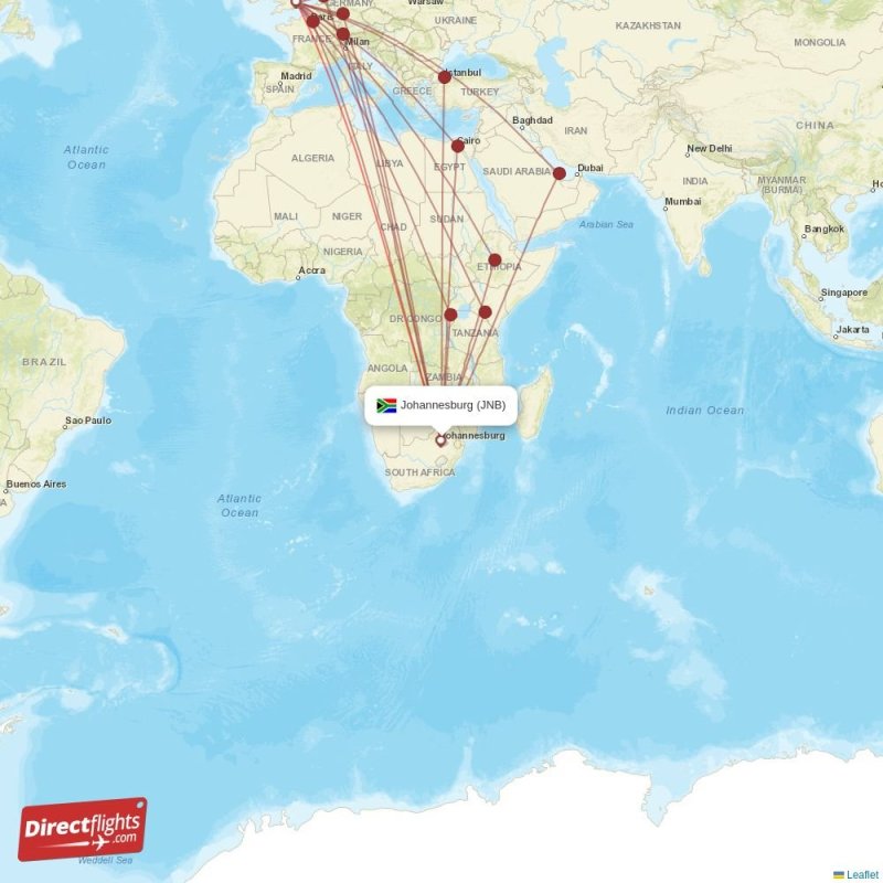 Direct flights from Johannesburg to London, JNB to LHR nonstop