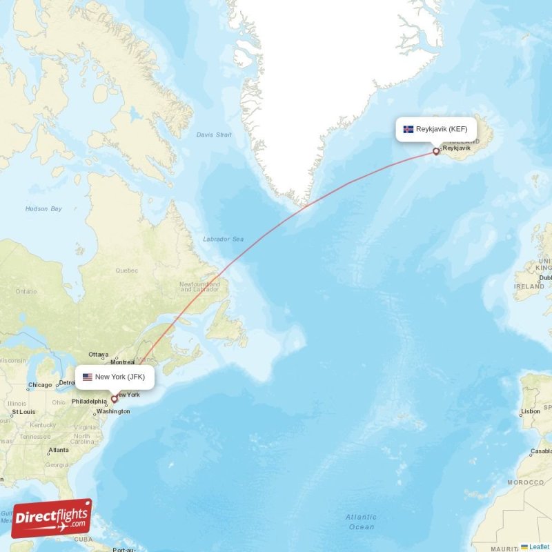 Direct flights from Reykjavik to New York, KEF to JFK nonstop