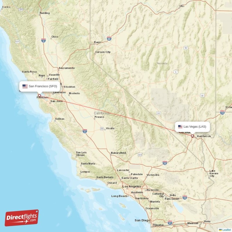 Direct flights from Las Vegas to San Francisco, LAS to SFO nonstop